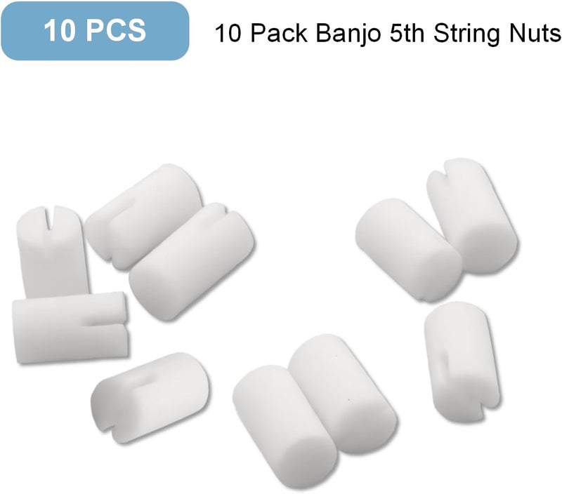 Cheerock 10Pack Banjo 5th String Nuts, 5x3mm Bone Bridge Pins for 5 String Banjo, Easy Installation Replacement Banjo Bridge Saddle Nut Accessories - Image 2